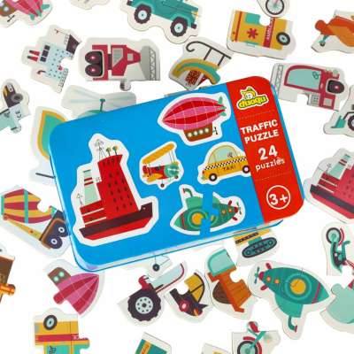 Puzzle in a can vehicles 24 puzzles