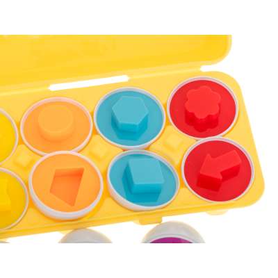 Puzzle klocki jajka 12 szt wytłaczanka  Montessori kształty i kolory 