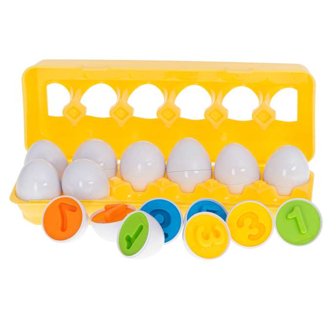 Puzzle klocki jajka 12 szt wytłaczanka Montessori liczby i kolory