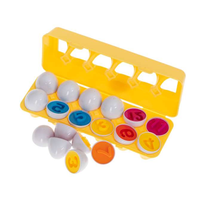 Puzzle klocki jajka 12 szt wytłaczanka Montessori liczby i kolory