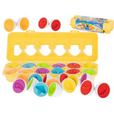 Puzzle klocki jajka 12 szt wytłaczanka Montessori owoce i warzywa