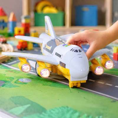 Transporter aircraft + 6 cars construction vehicles side/front