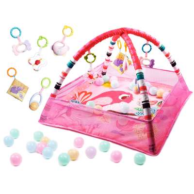 Educational Mat Playpen Pool with balls pink