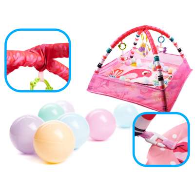 Educational Mat Playpen Pool with balls pink