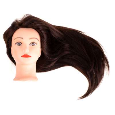Hairdresser's training head with natural hair