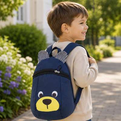 Kindergarten backpack children's backpack teddy bear navy blue