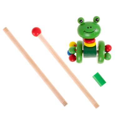 Pusher on a stick wooden walking frog