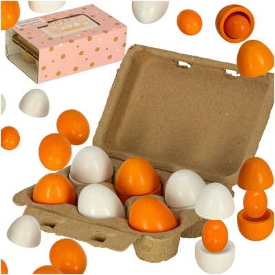Wooden eggs for play removable yolks
