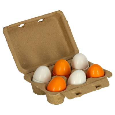 Wooden eggs for play removable yolks
