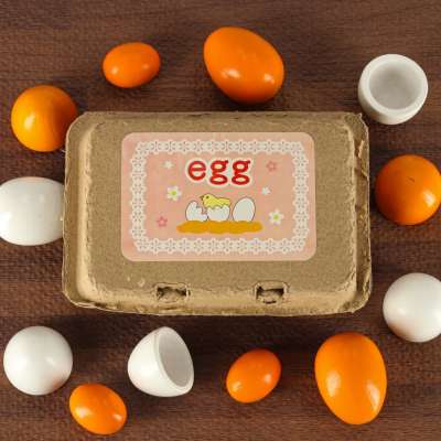 Wooden eggs for play removable yolks