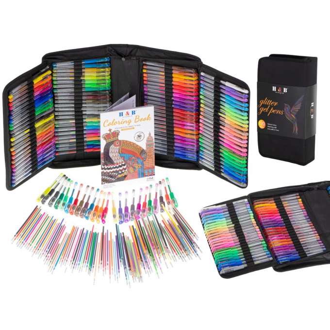 Color gel pens in case 120pcs + 120 refills