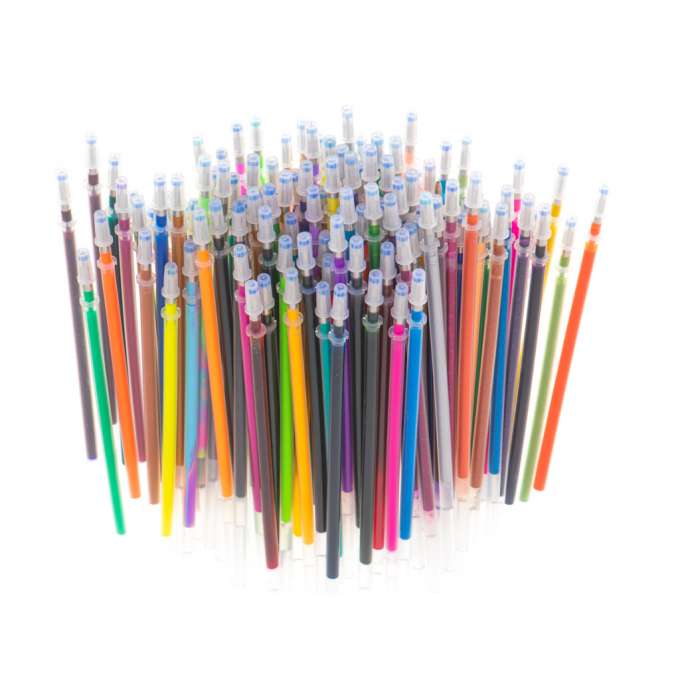 Color gel pens in case 120pcs + 120 refills