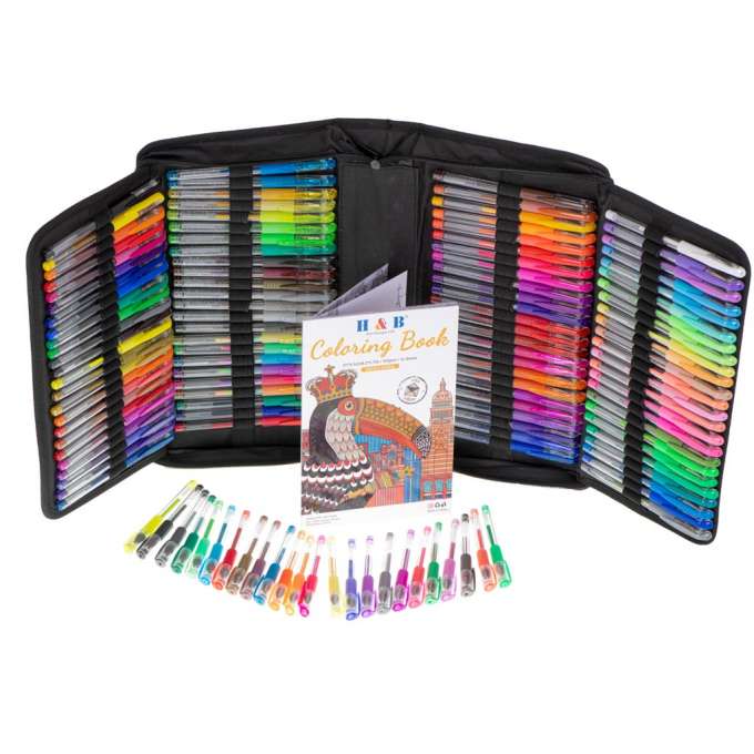 Color gel pens in case 120pcs + 120 refills