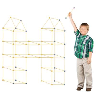 Construction blocks tubes straw sticks base tent house 75el.