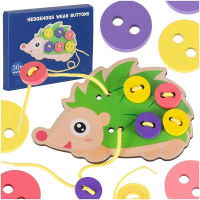 Educational set for learning to sew buttons hedgehog