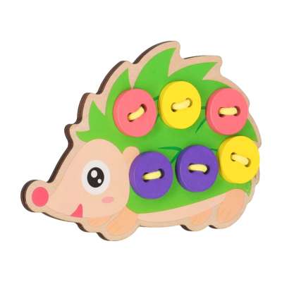 Educational set for learning to sew buttons hedgehog