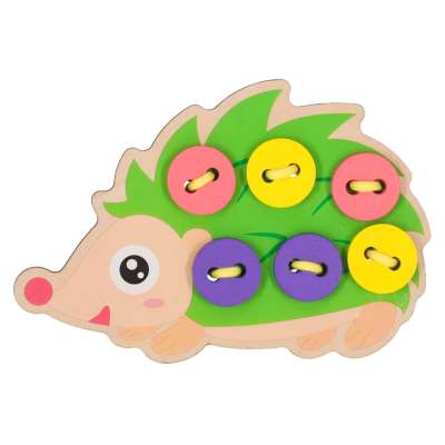 Educational set for learning to sew buttons hedgehog
