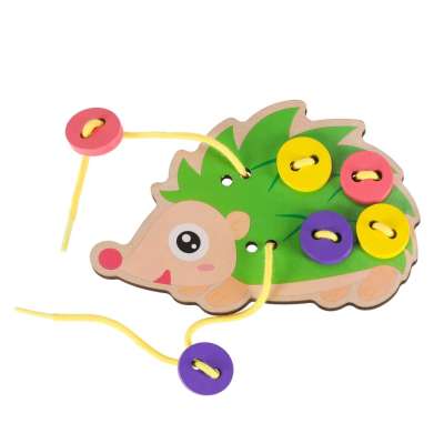Educational set for learning to sew buttons hedgehog