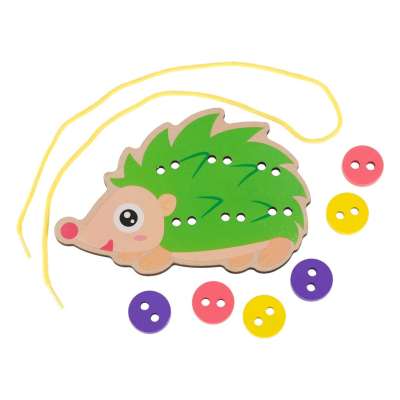 Educational set for learning to sew buttons hedgehog
