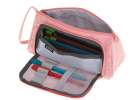 School pencil case double sachet cosmetic bag pink 8