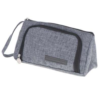 School pencil case double sachet make-up bag grey