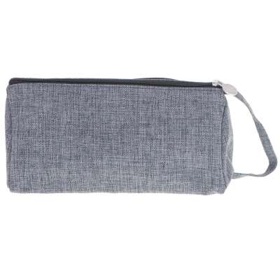 School pencil case double sachet make-up bag grey