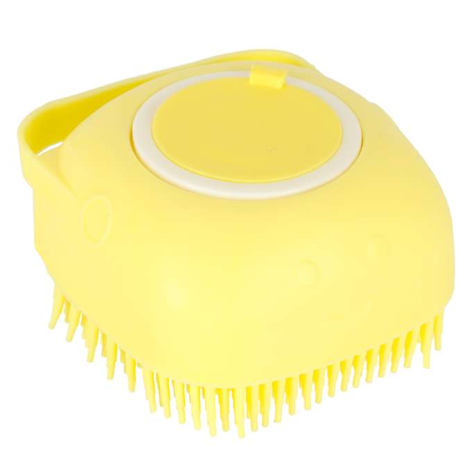 Silicone brush for washing dogs cats yellow