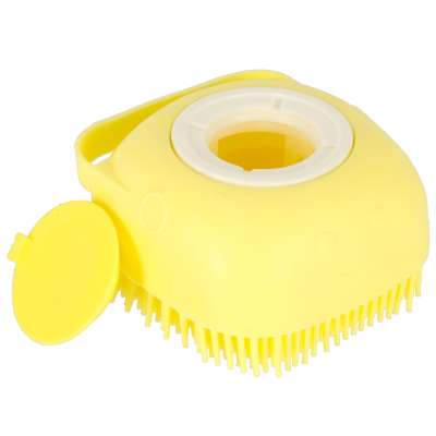 Silicone brush for washing dogs cats yellow