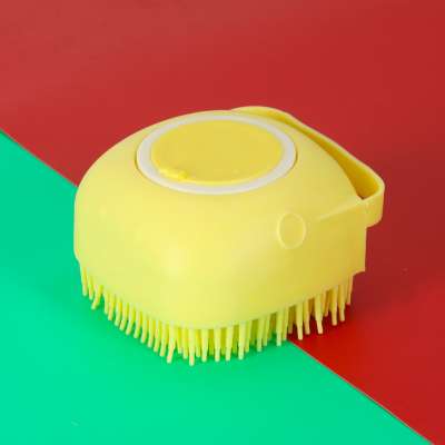 Silicone brush for washing dogs cats yellow