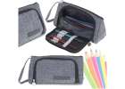 Two-compartment school pencil pouch vanity case expandable 3in1 grey 1