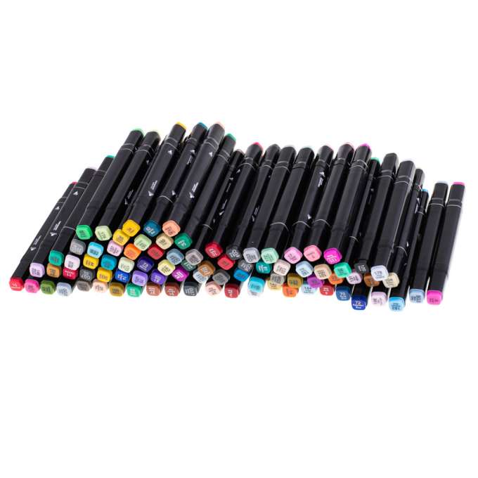 Double-sided alcohol markers in case 168 pieces