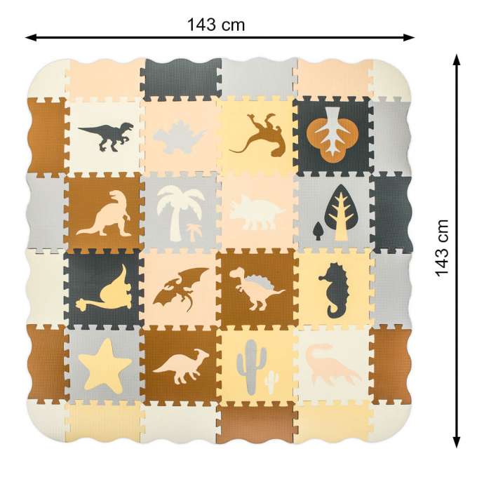 Foam puzzle mat / playpen 36-piece dinosaurs 143cm x 143cm x1cm