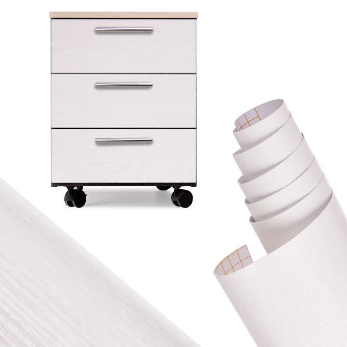 Foil roll self-adhesive veneer wallpaper oak white 1,22x50m