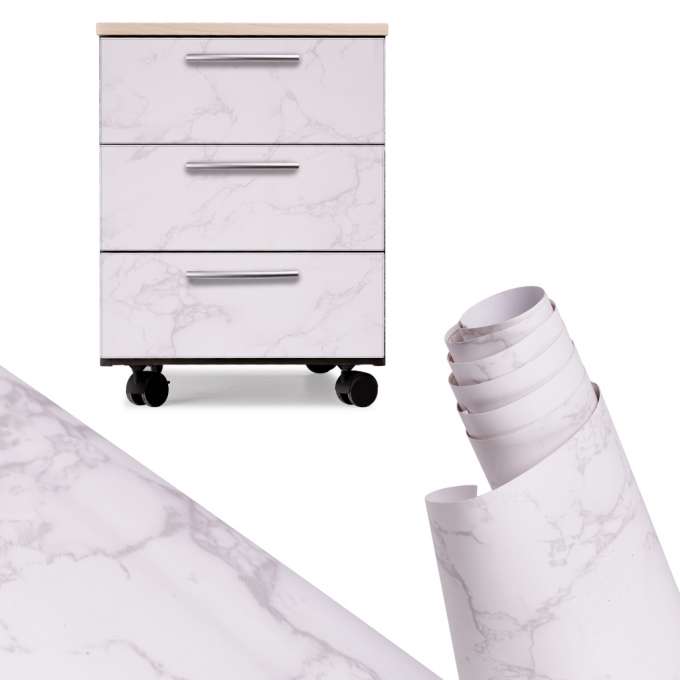 Foil roll self-adhesive wallpaper veneer white marble - magnolia 1,22x50m