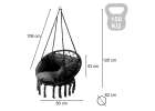 Huśtawka LUARO fotel bocianie gniazdo z poduszką czarne 80cm 150kg 6