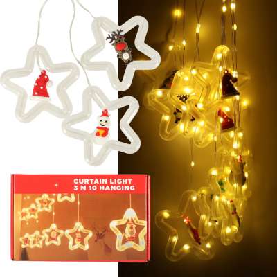LED curtain lights with figures Christmas 3m 125LED 10 bulbs warm white mains supply