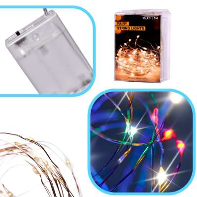LED decorative fairy wire string lights 5m 50LED multicolor