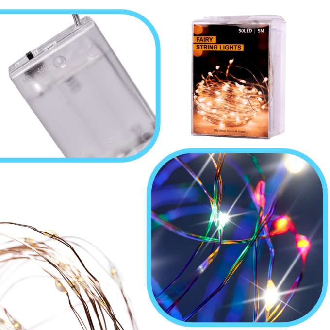LED decorative fairy wire string lights 5m 50LED multicolor
