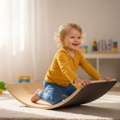 LULILO Ajlo children's felt rocker balance board grey