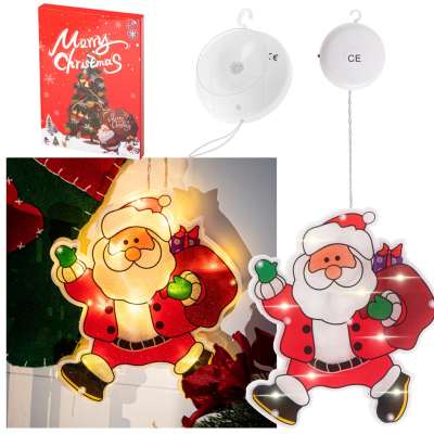Lampki LED wisząca dekoracja świąteczna mikołaj z prezentami