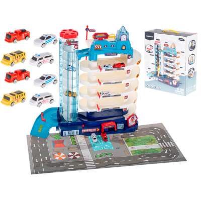 Parking garage 5 levels electric elevator + mat + 8 cars