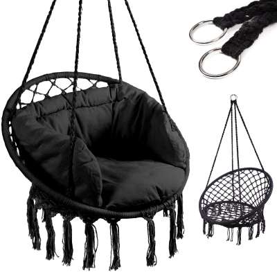 Stork's nest chair swing black XL with cushion