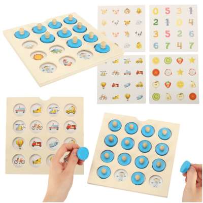 Wooden puzzle memory board game + 4 cards