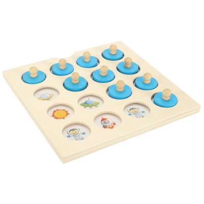 Wooden puzzle memory board game + 4 cards