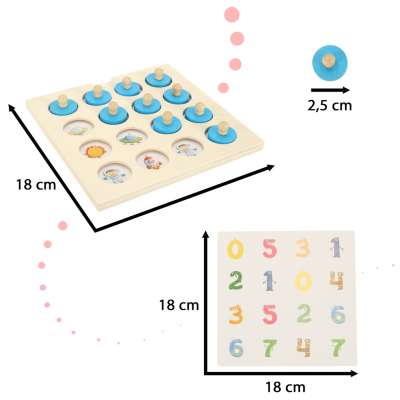 Wooden puzzle memory board game + 4 cards