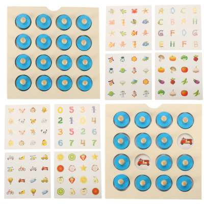 Wooden puzzle memory board game + 4 cards