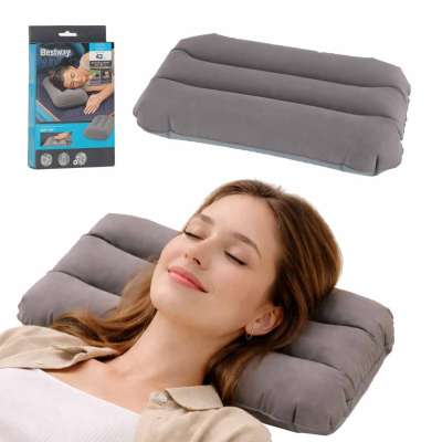 BESTWAY 67121 Gray Velour Inflatable Travel Pillow