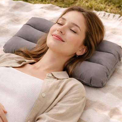 BESTWAY 67121 Gray Velour Inflatable Travel Pillow