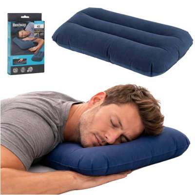 BESTWAY 67121 Navy Blue Velour Inflatable Travel Pillow