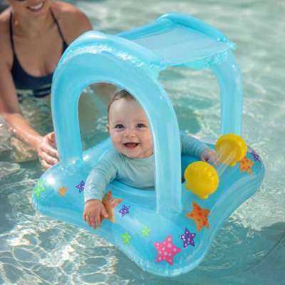 Baby swimming ring inflatable dinghy wheel with seat with canopy max 24kg 3 years old 72 cm